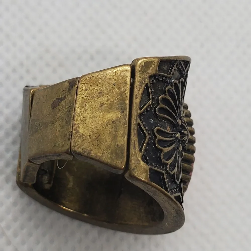 Orange & Gold Tone Stretchy Ring